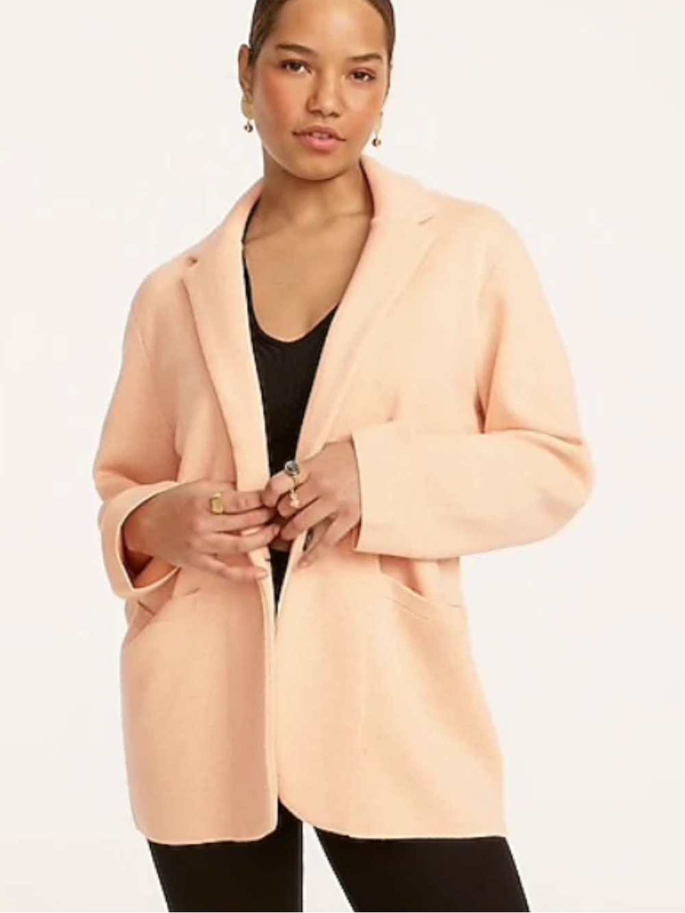 J. Crew Cecile Relaxed Sweater Blazer pink peach cotton wool blend relaxed XXS